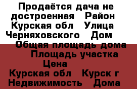 Продаётся дача не достроенная › Район ­ Курская обл › Улица ­ Черняховского › Дом ­ 62 › Общая площадь дома ­ 24 › Площадь участка ­ 600 › Цена ­ 320 000 - Курская обл., Курск г. Недвижимость » Дома, коттеджи, дачи продажа   